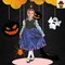 Girls Frozen Anna Costume Blue Purple Black Dress with Velvet Bodice and Floral Skirt
